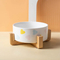 Ceramic Pet Dog Cat Bowl with Bamboo Wooden Base