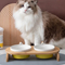 No Spill Ceramic Pet Bowl Dish with Wood Stand Ceramic Double Pet Bowl for Dog Cat