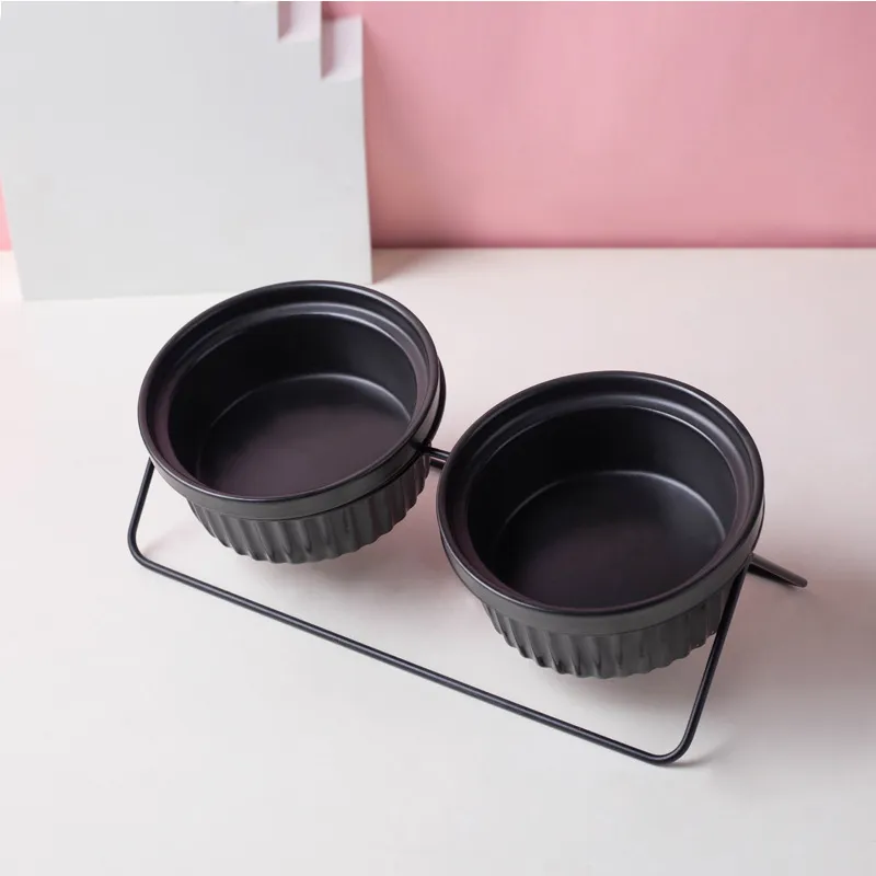 Black Ceramic Pet Feeding Bowl Food Bowl Snack Bowl for Home Use
