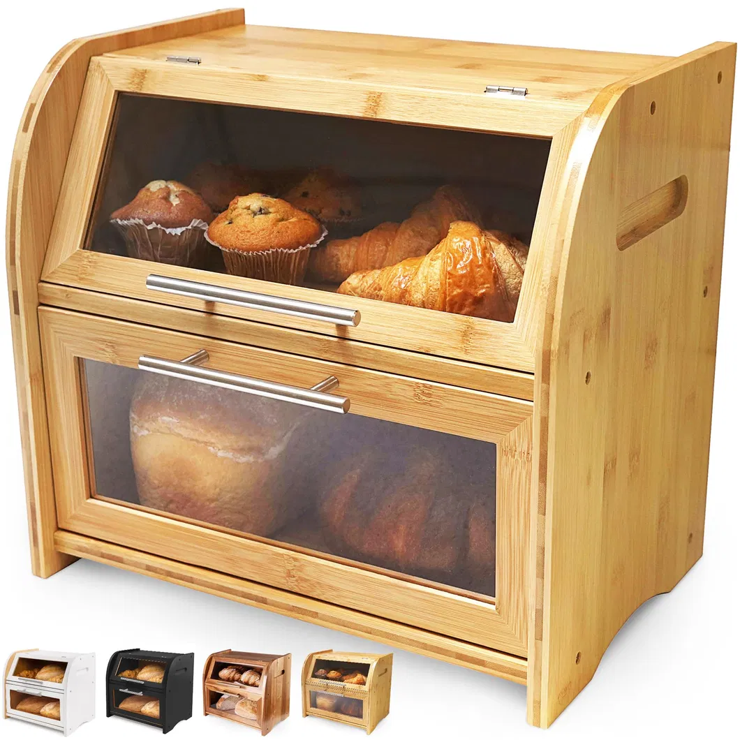 Bamboo Bread Storage Box Bread Storage Can Bread Bin