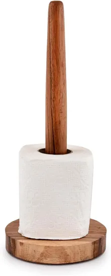 Acacia Wood Paper Towel Holder Rolls Paper Holder for Kitchen, Toilet, Pantry and Bathroom