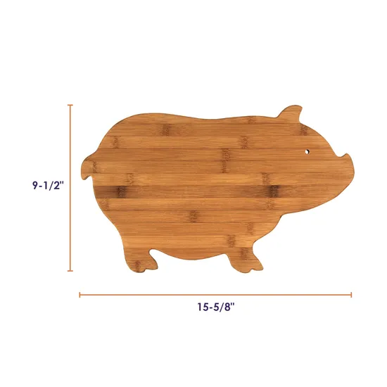 Adorable Pig-Shaped Bamboo Fruit Chopping Board for Kitchen Use