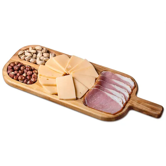 Leaf Shape Divided Acacia Wood Portion Serving Plate for Dried Fruits / Snack