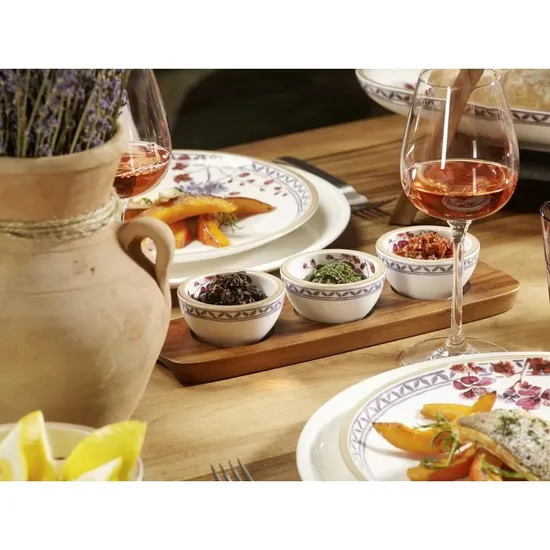 Hot Selling Serving Bowl with Wooden Tray and Dome Glass Lid for Fruit Snack Ceramic Dessert Bowl
