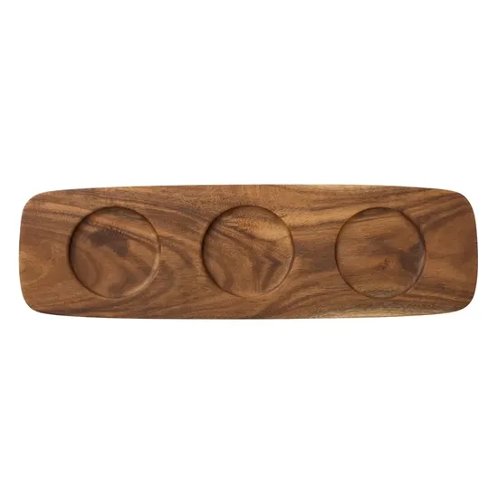 Bamboo Serving Platter with Glass Lids and Ceramic Bowls for Snack Candy Fruit Nut