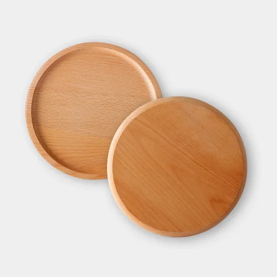 Heavy Duty Decorative Round Beech Wood Dessert and Dinner Plate Set