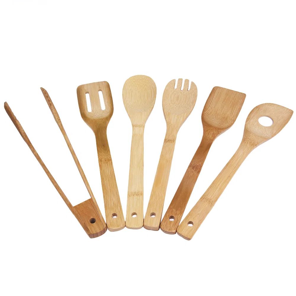 Non Stick and Portable Bamboo Cooking Utensils Set for BBQ