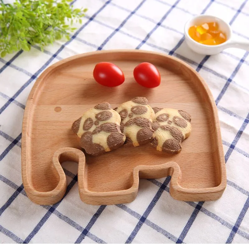 Elephant Shape Beech Wood Feeding Dish / Plate for Baby