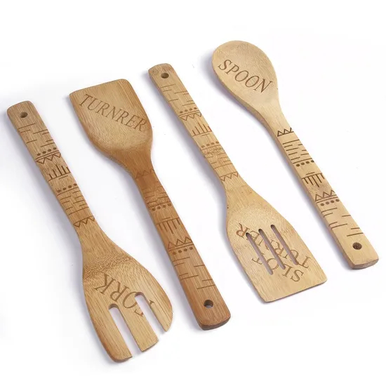 Private Label Bamboo Fork Spoon Spatula for Kitchen Cooking