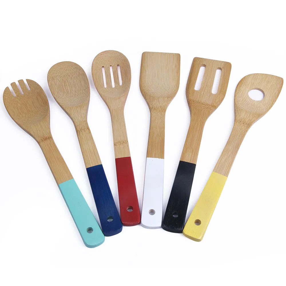 Wholesale Colorful Bamboo Cooking Utensils Set for Christmas Gift