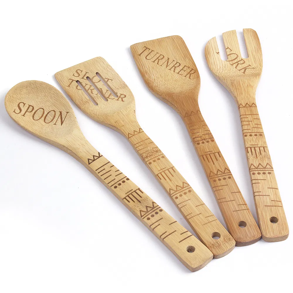 Private Label Bamboo Fork Spoon Spatula for Kitchen Cooking