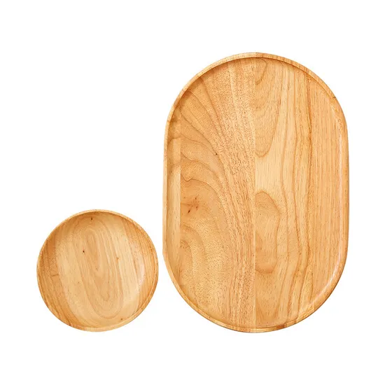Manufacture Oval and Round Shape Beech Wood Food Tray / Plate for Home