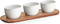 Acacia Wooden Tray with 3 White Ceramic Soup Bowls in a Chip and DIP Set
