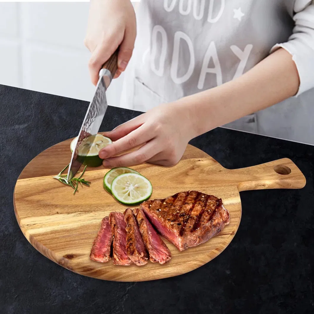 Hot Selling Round Acacia Serving Board for Pizza Fruit Charcuterie