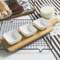 3-Piece Creative Ceramic Dish Plates with Bamboo Tray for Snacks/Nuts/Desserts