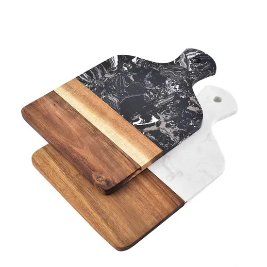 Black / White Marble Wood Serving Board for Cheese /Charcuterie / Snack