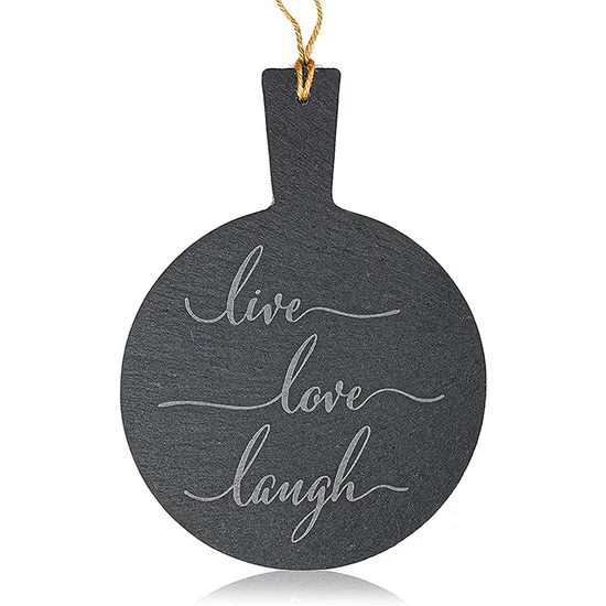 Round Slate Cheese Serving Board with Handle