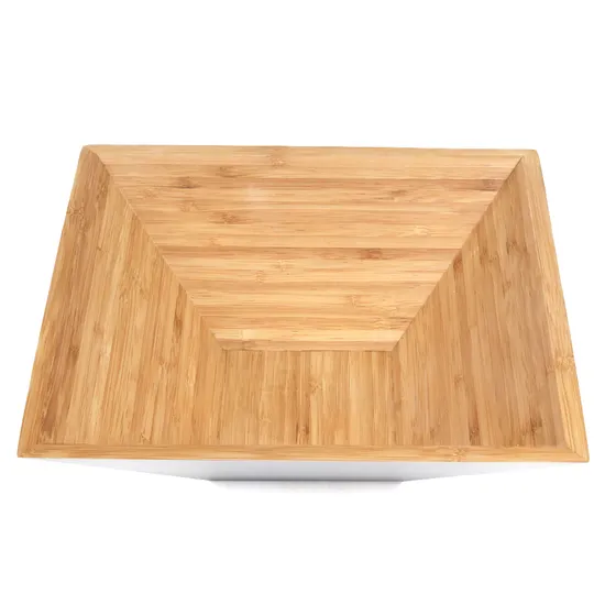 Large Square Bamboo Salad Bowl Fruit Bowl with Color Painting