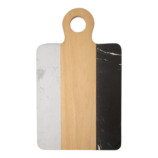 Durable Marble and Wood Cheese Cutting Board with Hanging Hole