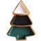 Christmas Tree - Shaped Bamboo Tree Tray with 3 White Removable Ceramic Snack Appetizer Plates