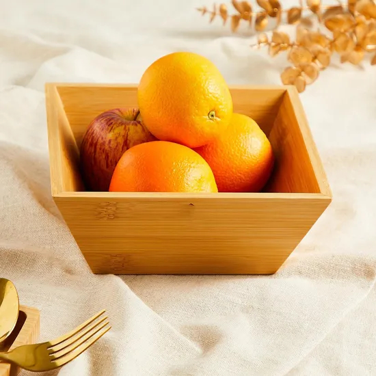 Square Shape Bamboo Salad Bowl Serving Bowl for Kitchen