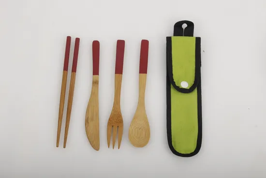 Hot Selling Custom Engraved Bamboo Cutlery Set for Outdoor