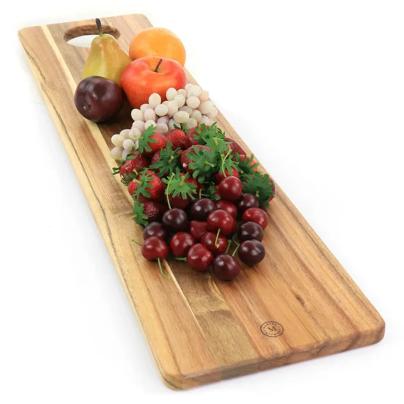 Long Wood Serving Tray Charcuterie Board with Hanging Hole