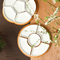 Microwave & Dishwasher Safe Divided Ceramic Dishes with Rotatable Bamboo Serving Base