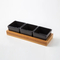 3 Divided Rectangle Bamboo Serving Tray with Ceramic Dishes for Snack /Sauce