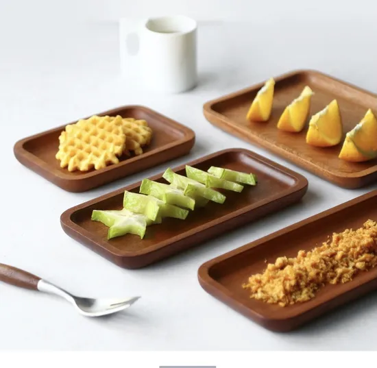 Hot Selling Divided Ebony Wood Food Serving Plate for Kitchen