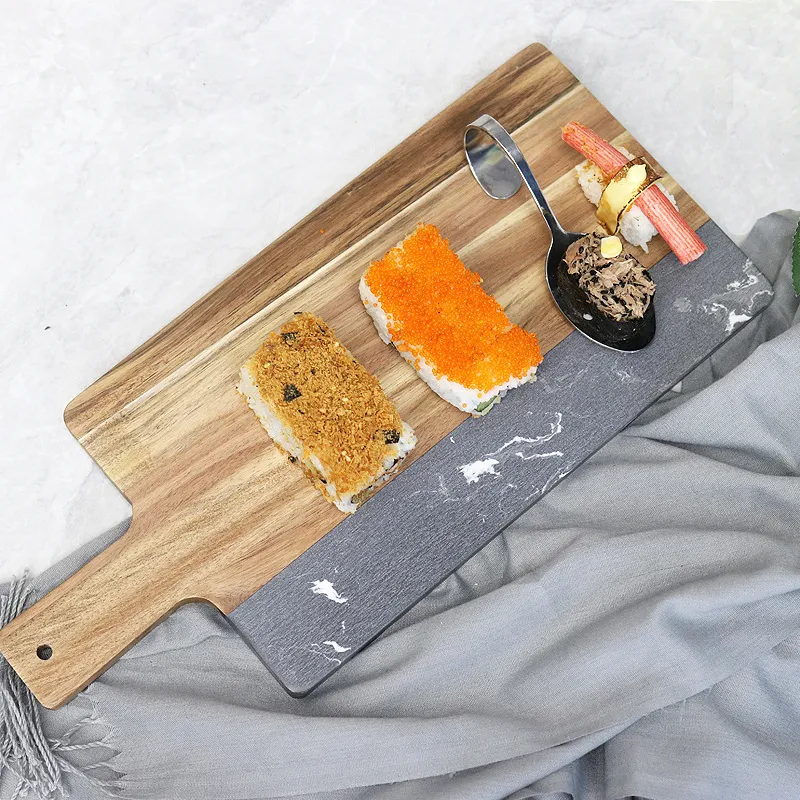 Trendy Black Marble Wood Serving Board for Contemporary Homes