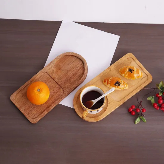 Bamboo Wood Breakfast Serving Tray with Ceramic Coffee Mug
