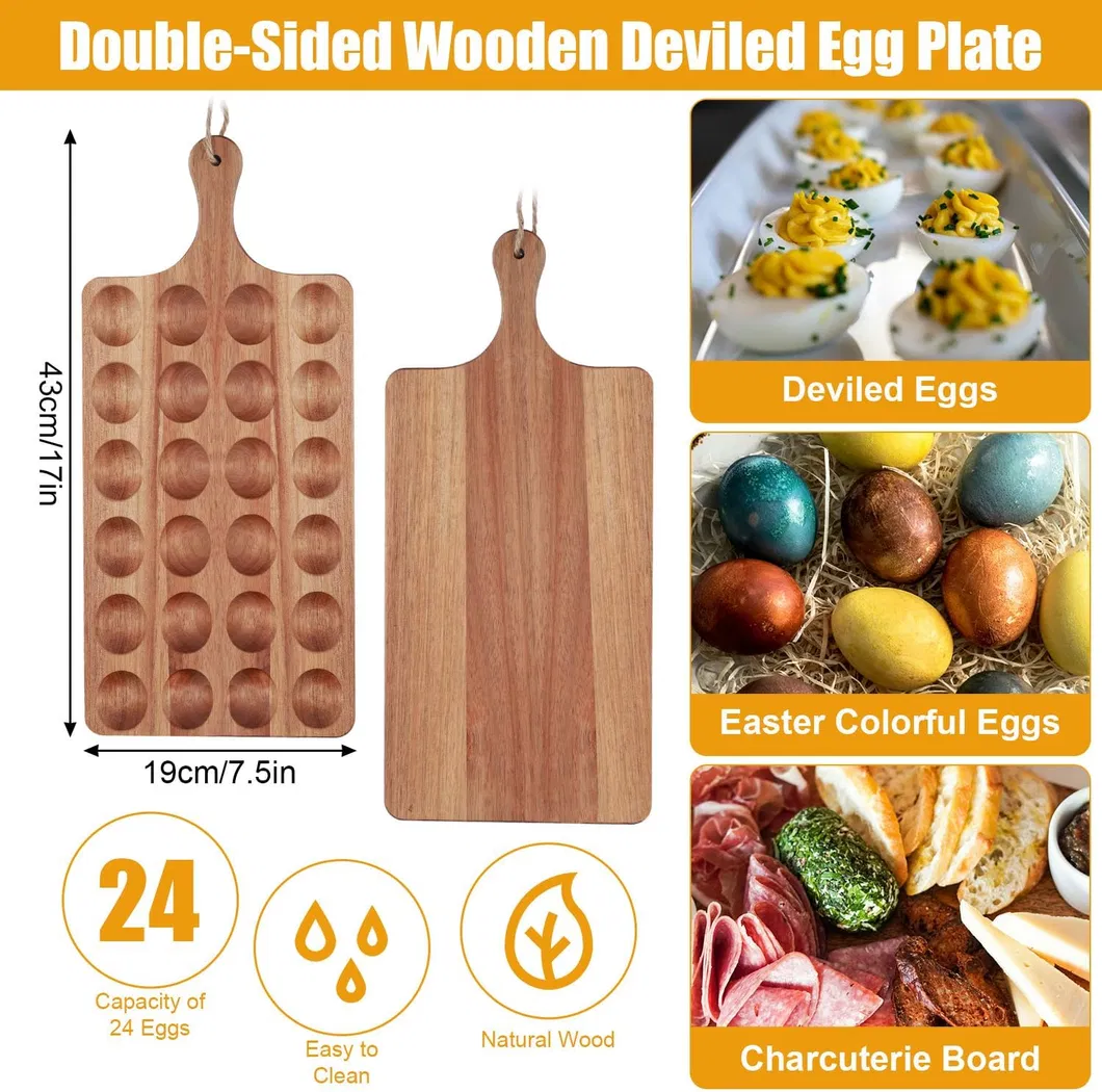 Thickened Rectangle Filled Egg Plate Egg Tray Egg Display Platter for 24 Fresh Eggs
