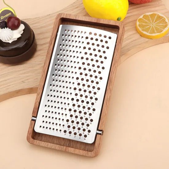New Removalbe Stainless Steel Grater with Wooden Base Box for Cheese / Lemon