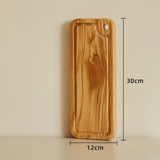 Reversible Rectangle Olive Wood Cutting Board with Deep Juice Groove