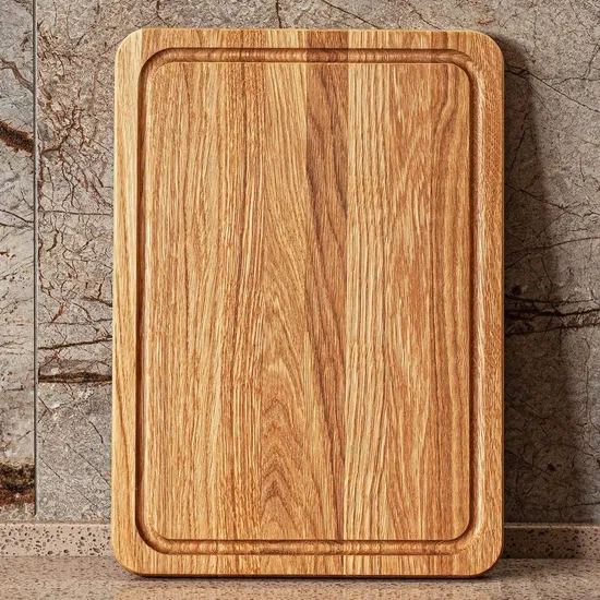 Organic Rectangle Oak Wood Cutting Board for Kitchen