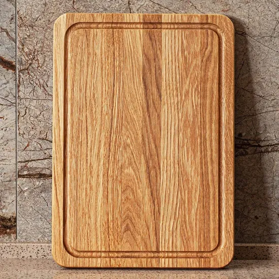 Organic Rectangle Oak Wood Cutting Board for Kitchen