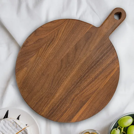 Round Walnut Wooden Chopping Board Vegetable Fruit Meat Cutting Kitchen Board