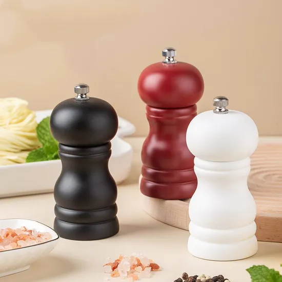 4 - Inch Solid Wood Manual Grinder with Kitchen PU Baking Finish for Freshly Ground Black Pepper