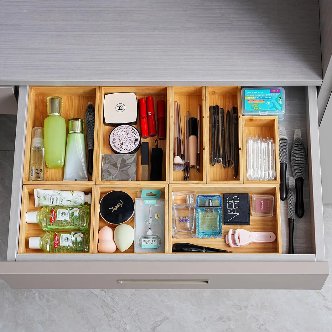 Space - Saving 8 - Pack Bamboo Storage Organizers Set Box Set for Bathroom, Kitchen & Office Drawers