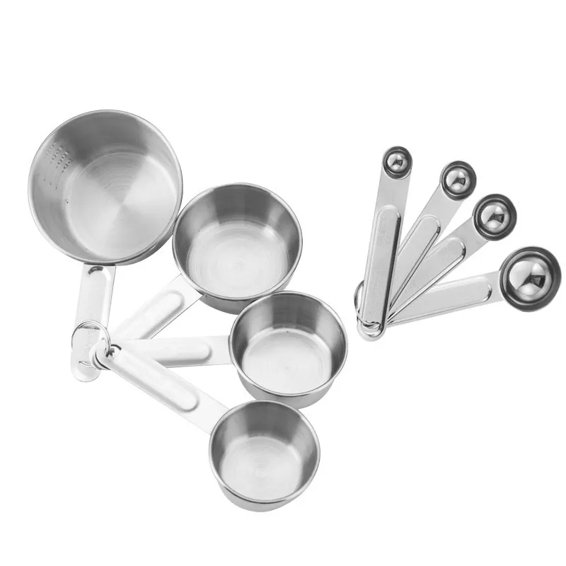 Stainless Steel Liquid and Dry Powder Measuring Scoop Set for Kitchen