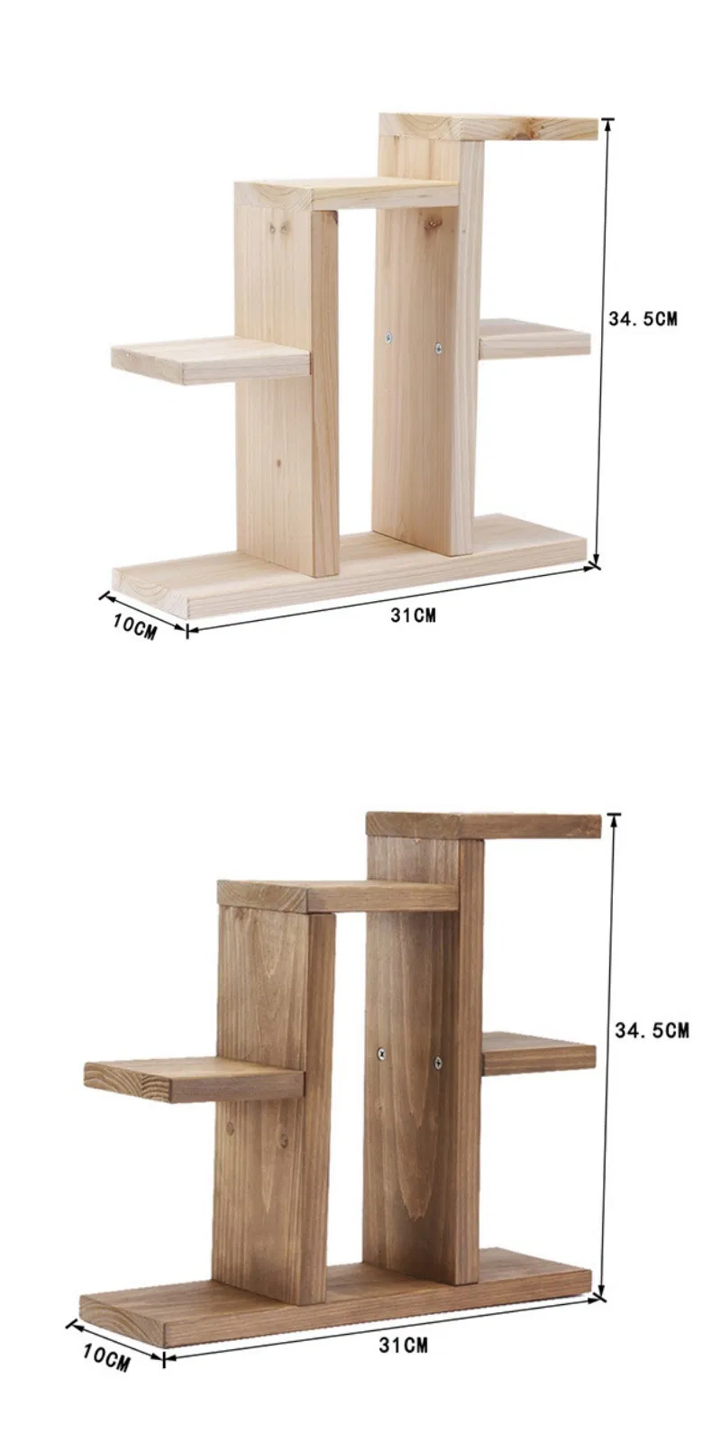 Multi-Tier Wooden Desktop Small Flower Stand Office Balcony Bay Succulents Rack Flower Pot Plant Shelf