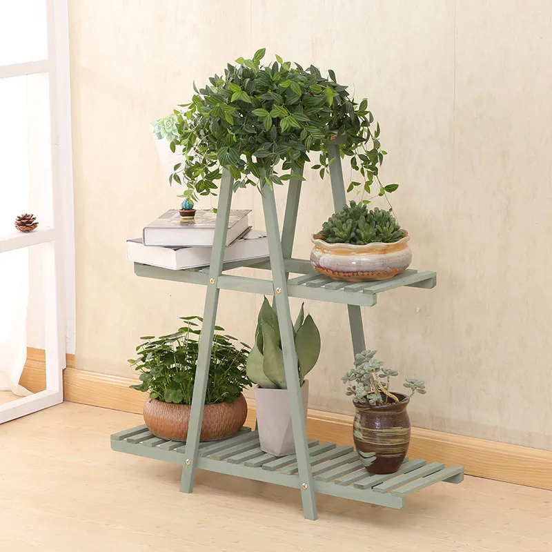 3-Layer Multi-Function Wooden Flower Rack Plant Stand Flower Shelf for Indoor Outdoor Display