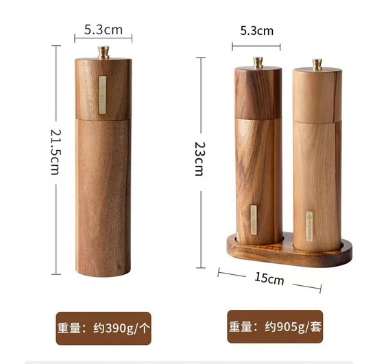 Acacia Wood Manual Pepper Grinder Set for Grinding Spice and Salt