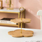 3 Tier Modern Bamboo Cake Plate Display Stand with Metal Handle