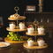 Black Color Rustic Style 3 Tier Bamboo Cake Stand with Metal Handle