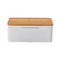 Rectangle Metal Bread Bin Bread Box Bread Holder Bread Storage Container with Wood Lid Grid