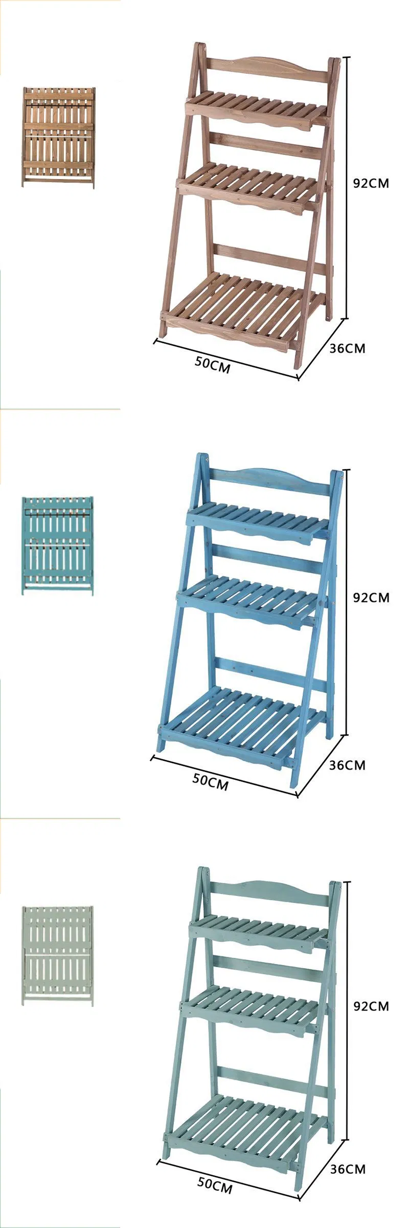 Folding Four-Layer Multi-Function Flower Rack Wooden Plant Stand Display Shelf for Garden