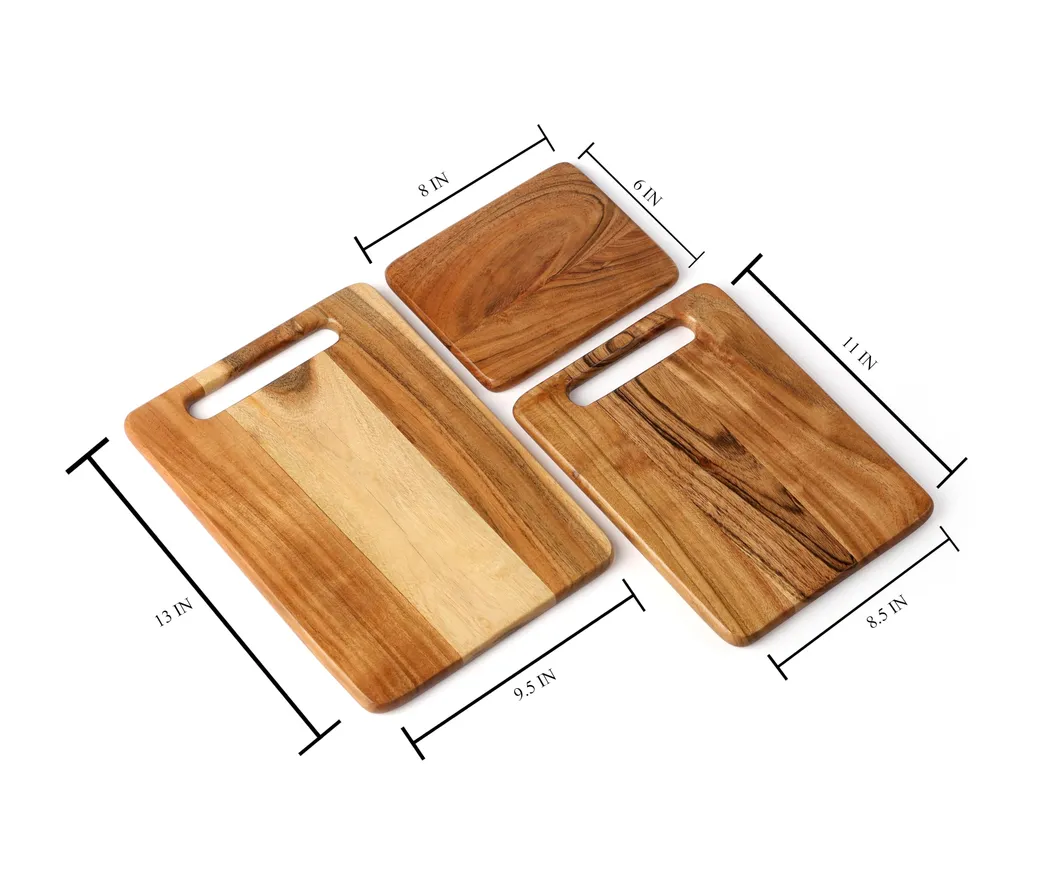 3 - Piece Wooden Chopping Board Set Blank Kitchen Acacia Wood Butcher Chopping Blocks