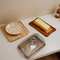 Rectangle Small Acacia Wooden Cake Stand with Glass Dome for Home Use